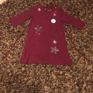 Justice maroon dress with sequin stars